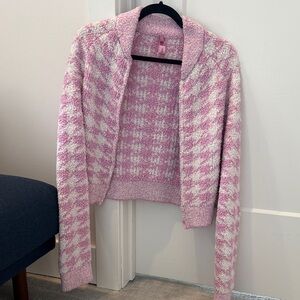 SKIMS cozy Pink and White Women's Sweater